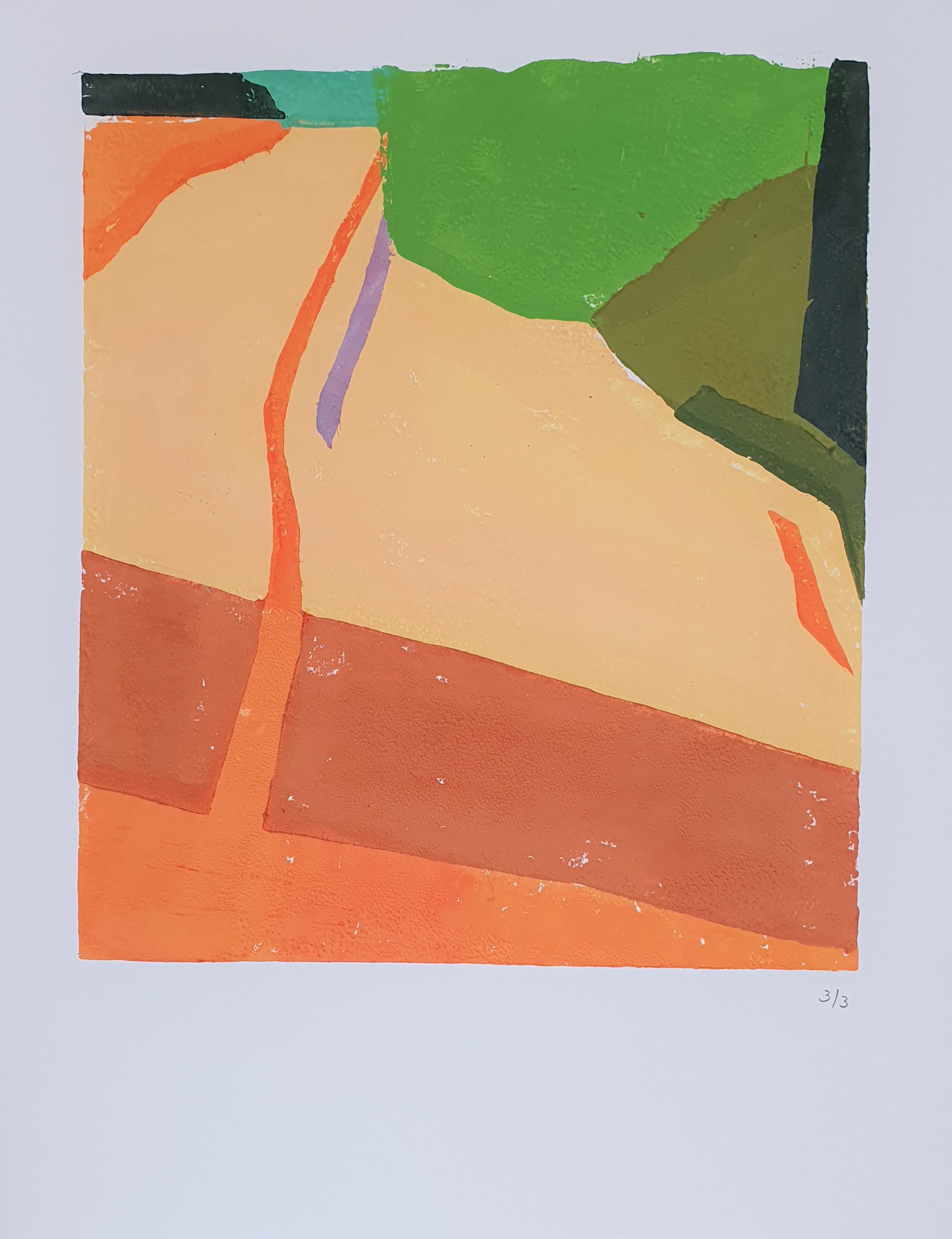 Dorine van der Ploeg linocut of a field III nr 3 32 x 28 cm 2021 ed3 lino op hahnemuhlepapier